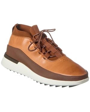 Wolf & Shepherd Crossover Mid Wtz Leather Trainer - Brown