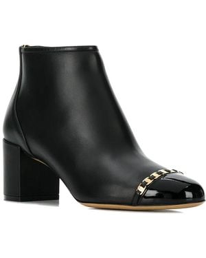 Ferragamo Vara Chain Leather Bootie - Black