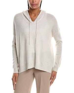 N.Peal Cashmere Maya Metal Trim 100% Cashmere Hoodie - White