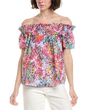 Sara Campbell Gathered Neck Trapeze Top - White