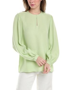 Lafayette 148 New York Layton Silk Blouse - Green