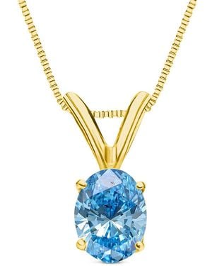 Amairah 14K 1.00 Ct. Tw. Lab-Grown Diamond Solitaire Pendant Necklace - Blue