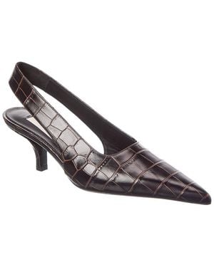 TOTEME Croc-Embossed Leather Slingback Pump - Metallic