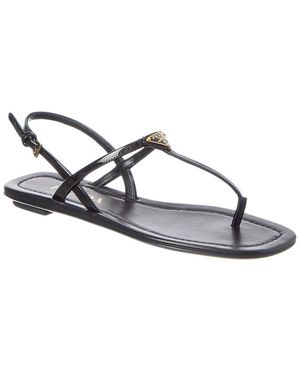 Prada Logo Leather Sandal - Metallic