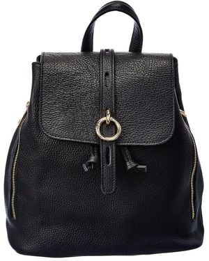 Italian Leather Backpack - Black