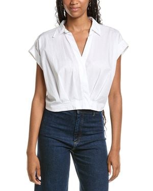 Kenneth Cole Pleat Cross Over Front Shirt - White
