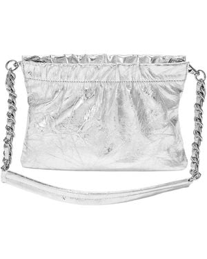 Tiffany & Fred Paris Tiffany And Fred Paris Metallic Ruched Leather Shoulder Bag - Grey