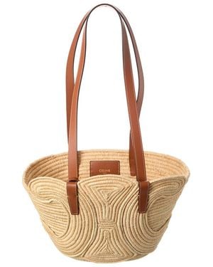 Celine Classic Panier Small Raffia & Leather Tote - Natural