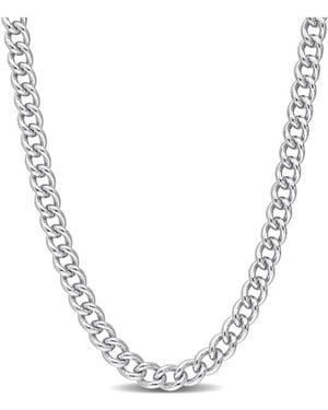Italian Silver Curb Link Chain Necklace - Metallic