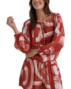Bella Dahl Tie Up Pullover Top - Red