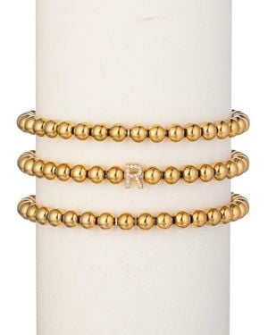 Eye Candy LA Luxe Collection Titanium Cz 3pc Initial Stretch Bracelet Set (a-z) - Metallic