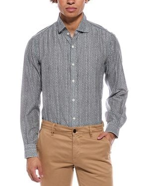 Isaia Mix Silk-Blend Sport Shirt - Grey