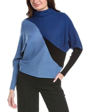 Tahari Dolman Sleeve Funnel Neck Jumper - Blue