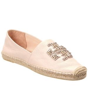 Tory Burch Embellished Leather Espadrille - Pink