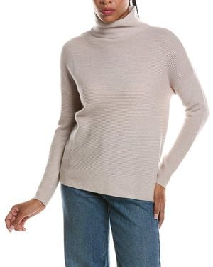 Forte Textured Slouchy Funnel Neck 100% Cashmere Jumper - Grey