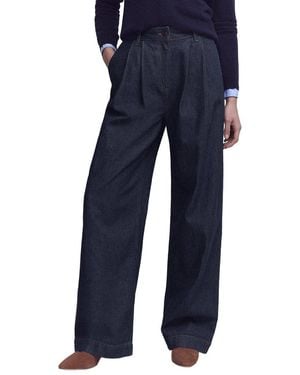 Boden Pleated Wide Leg Jean - Blue