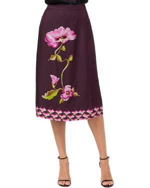 Johnny Was Tilli Faux Wrap Silk-Blend Midi Skirt - Red