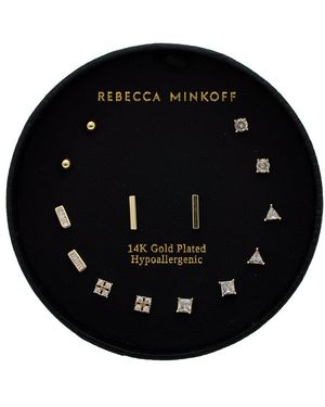 Rebecca Minkoff 14K Plated Cz Earring Set - Black