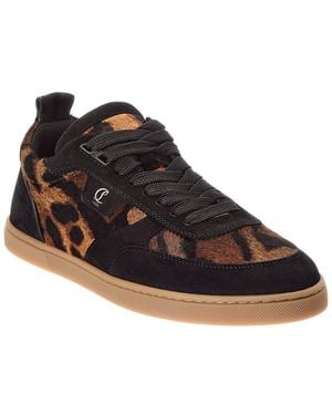 Christian Louboutin Tutti Rui Haircalf & Suede Sneaker - Black