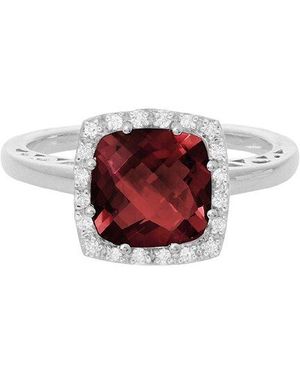 Diamond Select Cuts 14K Diamond .10 Ct. & 2.76 Ct. Garnet Ring - Red