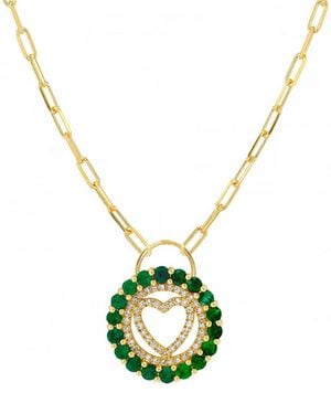 Gabi Rielle Rise Above The Crowd Collection 14k Over Silver Cz Heart Paperclip Necklace - Metallic
