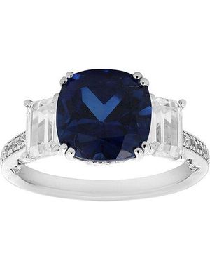 Brilliant Bloom 14K 5.13 Ct. Tw. Lab-Grown Diamond & Sapphire Ring - Blue