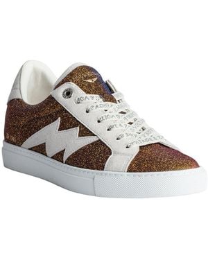 Zadig & Voltaire La Flash Sparkle Leather Sneaker - Metallic