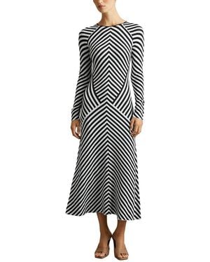 Reiss Kali Stripe Knit Midi Dress - Black