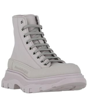 McQueen Tread Slick Leather High-top Sneaker - Gray