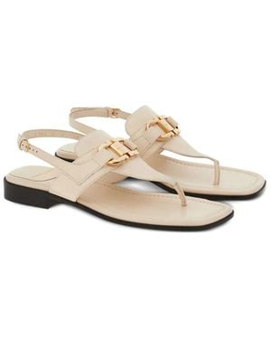 Ferragamo Gancini Leather Flat Sandal - White