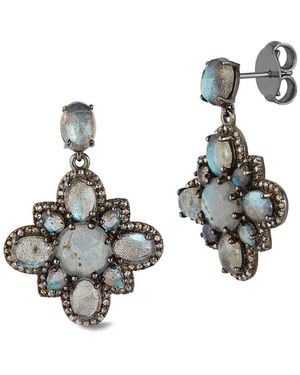 Banji Jewelry Silver 14.17 Ct. Tw. Diamond & Labradorite Drop Earrings - Metallic