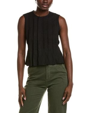 Emerson Fry Plait Linen-Blend Top - Green