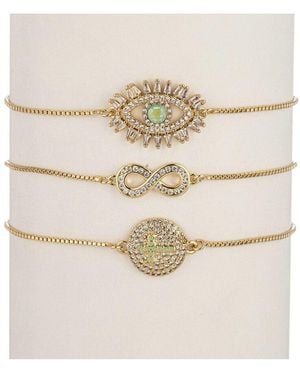 Eye Candy LA The Luxe Collection Cz Infinity & Cross Cuff Bracelet Set - Natural