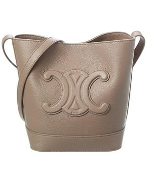 Celine Triomphe Small Leather Bucket Bag - Gray