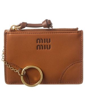 Miu Miu Leather Card Case - Brown