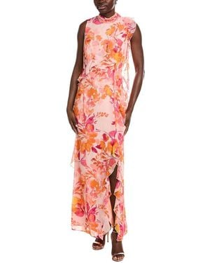 Eliza J Sleeveless Printed Maxi Dress - Orange