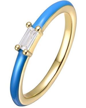 Rachel Glauber 14k Plated Cz Stackable Ring - Blue