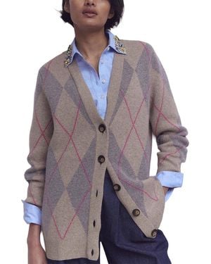 Boden Quinn Wool & Alpaca-Blend Boyfriend Cardigan - Purple