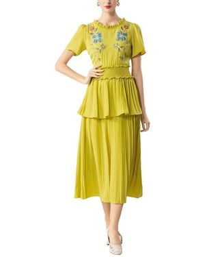 BURRYCO Short Sleeve Midi Dress - Yellow