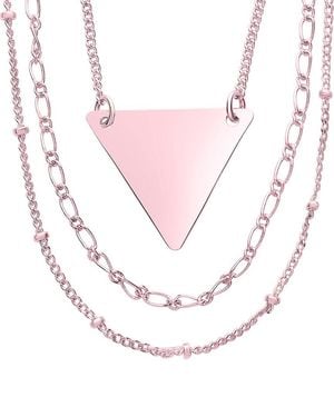 Sterling Forever 14K Plated Triangle Necklace - Pink
