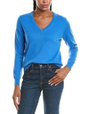 N.Peal Cashmere Phoebe V-Neck 100% Cashmere Jumper - Blue