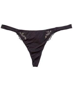 La Perla Cherry Blossom Silk-Blend G-String - Black