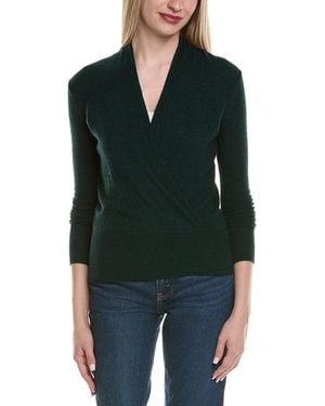 Sofiacashmere Modern Faux Wrap Wool & Cashmere-Blend Sweater - Green