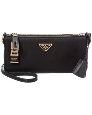 Prada Small Re-Nylon & Leather Shoulder Bag - Black