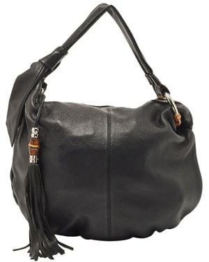 Gucci Leather Medium Jungle Hobo Bag (Authentic Pre-Owned) - Black