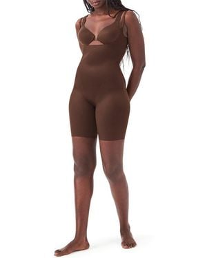 Spanx Second Skin Open Bust Mid Thigh Bodysuit - Brown