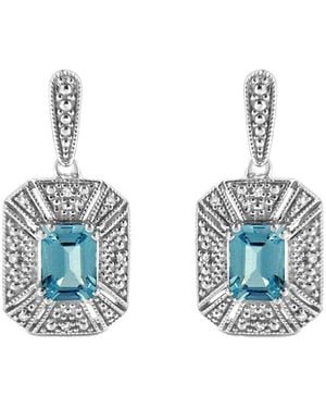 Haus of Brilliance Colourful Gemstones 2.54 Ct. Tw. Diamond & Topaz Dangle Earrings - Blue