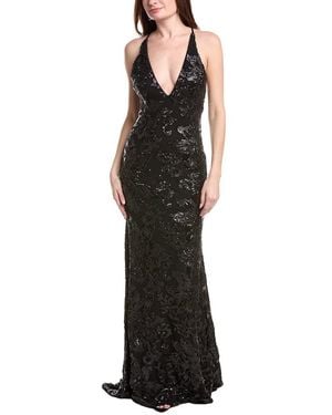 Jovani V-Neck Tie Back Sheath Dress - Black