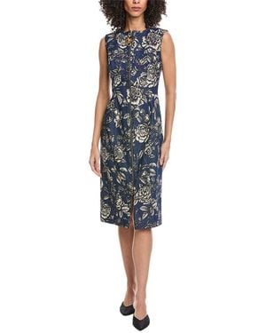 Oscar de la Renta Zip Front Stretch Denim Midi Dress - Blue