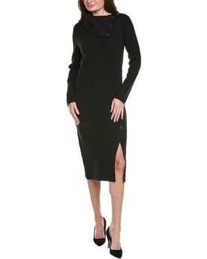 Joseph Ribkoff Asymmetric-Neck Knit Midi Dress - Black